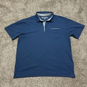 Pebble beach dry-luxe performance men’s polo shirt blue and gray Large